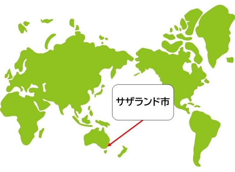 世界地図上でオーストラリアサザランド市の位置を示す画像