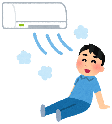エアコンを使用する男性のイラスト