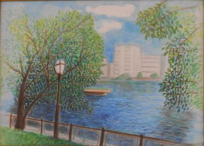 佃公園散歩（水彩）の画像