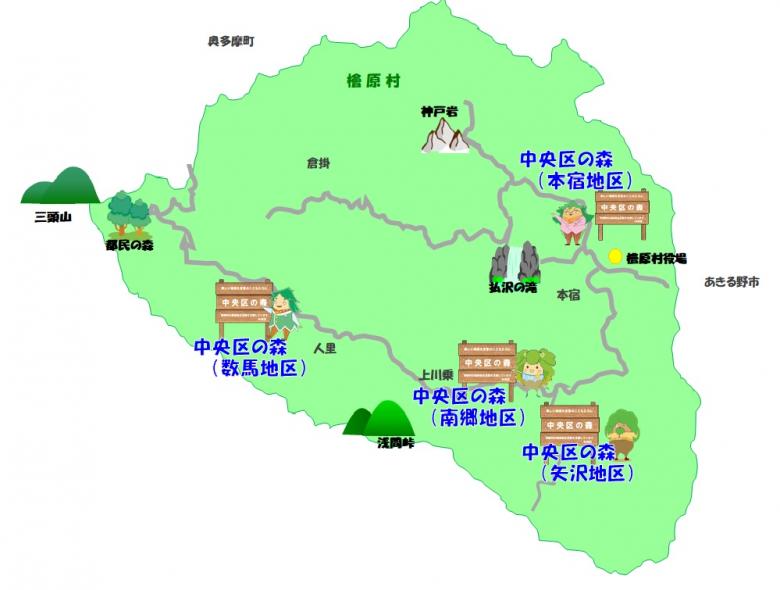 中央区の森位置図